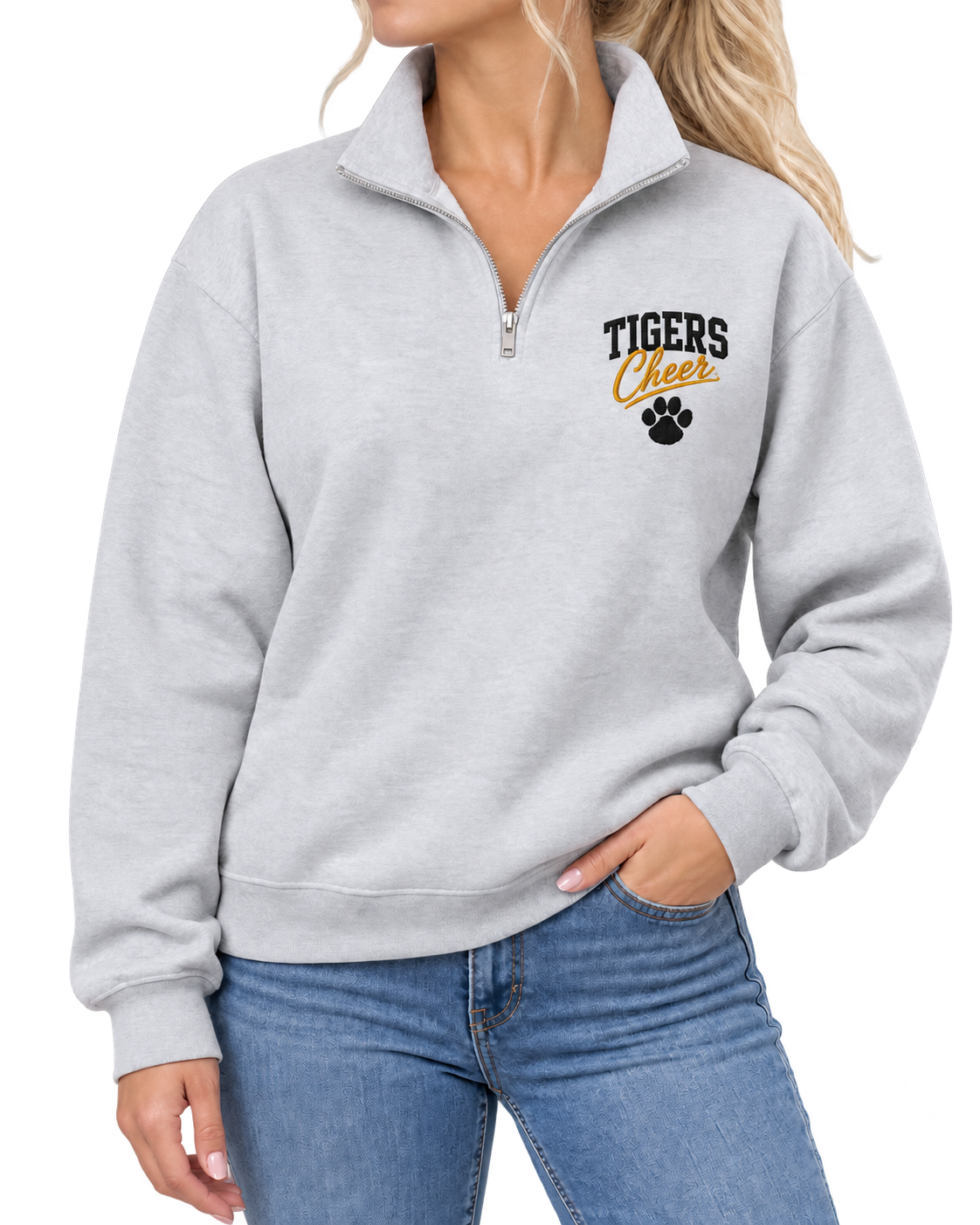 Tigers Cheer 1/4-Zip Embroidered Sweatshirt