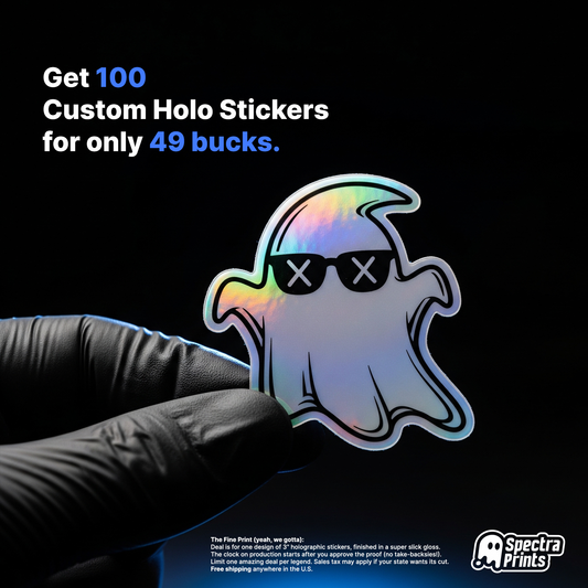 100 Custom Holo Stickers - $49 Deal